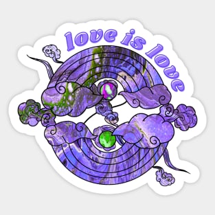 Love is Love Rainbows - Purple & Green Sticker